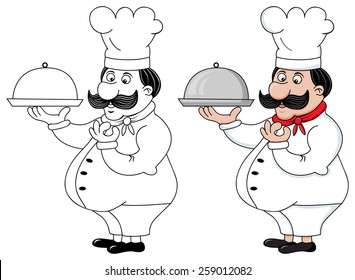 image of funny cook: silhouette and colored variants