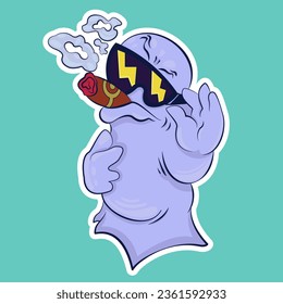 Image of a funny ghost. Sticker with a ghost. Halloween sticker. Cartoon character for comics and postcards – ghost. Vector image