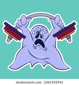 Image of a funny ghost. Sticker with a ghost. Halloween sticker. Cartoon character for comics and postcards – ghost. Vector image