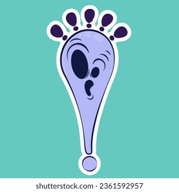 Image of a funny ghost. Sticker with a ghost. Halloween sticker. Cartoon character for comics and postcards – ghost. Vector image