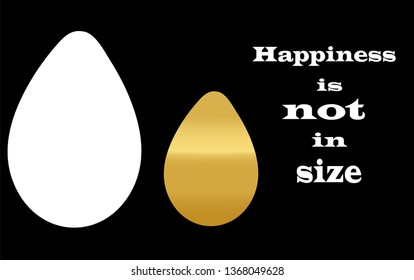 
Image with funny text on black background. white and golden egg