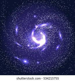 Image of galaxies, nebulae, cosmos, and effect tunnel spiral galaxy background vector illustration