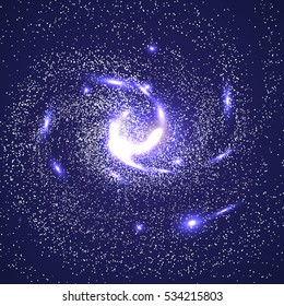 Image of galaxies, nebulae, cosmos, and effect tunnel spiral galaxy background vector illustration