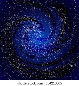 Image of galaxies, nebulae, cosmos, and effect tunnel spiral galaxy background vector illustration