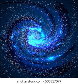 Image of galaxies, nebulae, cosmos, and effect tunnel spiral galaxy background vector illustration