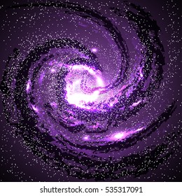 Image of galaxies, nebulae, cosmos, and effect tunnel spiral galaxy background vector illustration