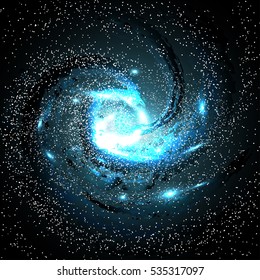Image of galaxies, nebulae, cosmos, and effect tunnel spiral galaxy background vector illustration