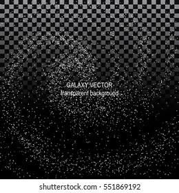 Image of galaxies, nebulae, cosmos, and effect tunnel spiral galaxy on transparent black background vector illustration