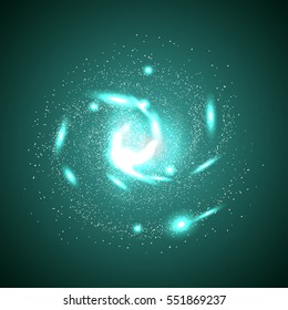 Image of galaxies, nebulae, cosmos, and effect tunnel spiral galaxy background vector illustration