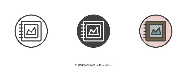 Image gallery different style icon set. Line, glyph and filled outline colorful version, outline and filled vector sign. Symbol, logo illustration. Vector graphics