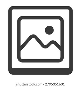 Image gallery file frame vector icon with landscape photography isolated interface application software silhouette creative pictureframe