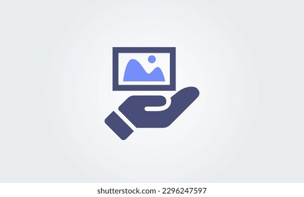 Image gallery, hand icon, silhouette Landscape photo pictogram, album picture symbol, signs vector illustration