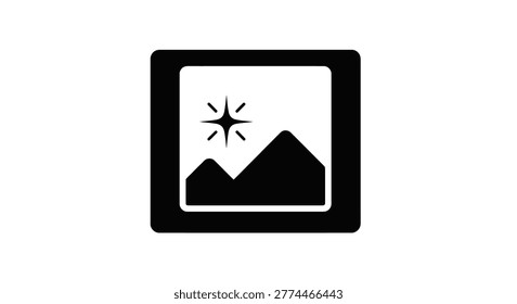 image gallery icon with mountain silhouette high quality