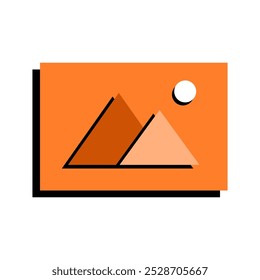 image gallery icon vector, orange with shadow