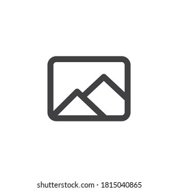 Icono de la línea de la galería de imágenes. signo de estilo lineal para concepto móvil y diseño web. Icono de vector de esquema de galería de medios. Símbolo, ilustración del logotipo. Gráficos vectoriales
