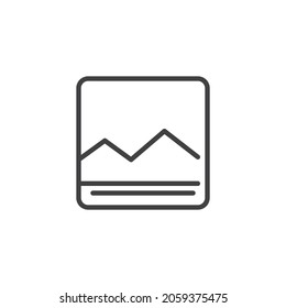 Icono de la línea de la galería de imágenes. signo de estilo lineal para concepto móvil y diseño web. Icono de vector de contorno de galería multimedia. Símbolo, ilustración del logotipo. Gráficos vectoriales