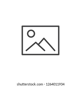 Image gallery outline icon. linear style sign for mobile concept and web design. Mountains landscape picture simple line vector icon. Symbol, logo illustration. Pixel perfect vector graphics