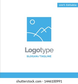 Image, Gallery, Picture, Sun Blue Solid Logo Template. Place for Tagline