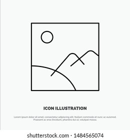 Image, Gallery, Picture, Sun Line Icon Vector. Vector Icon Template background