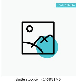 Image, Gallery, Picture, Sun turquoise highlight circle point Vector icon. Vector Icon Template background