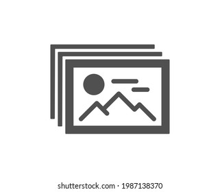 Image gallery simple icon. Photo thumbnail sign. Album picture placeholder symbol. Classic flat style. Quality design element. Simple image gallery icon. Vector