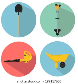 An image of a gardening tools icon set.