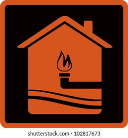 Bild mit Gasleitung und Feuer. Symbolgas