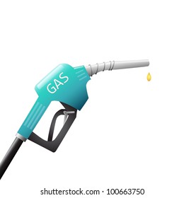 Image of a gas pump with a drop of fuel isolated on a white background.