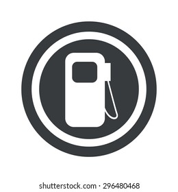Image of gas station symbol in circle, on black circle, isolated on white