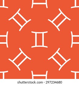 Image of Gemini zodiac symbol, repeated on orange background