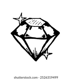 

image of a gemstone, black outline on a white background, vector