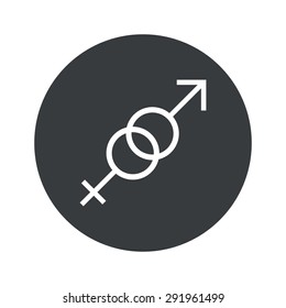 Image of gender signs in black circle, isolated on white