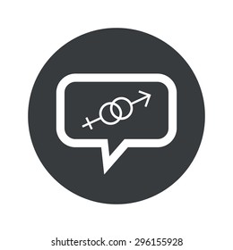 Image of gender signs in chat bubble, in black circle, isolated on white