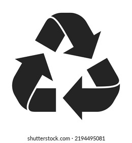 The image of a generally recognized recycling sign. Black recycling symbol isolated on white background.