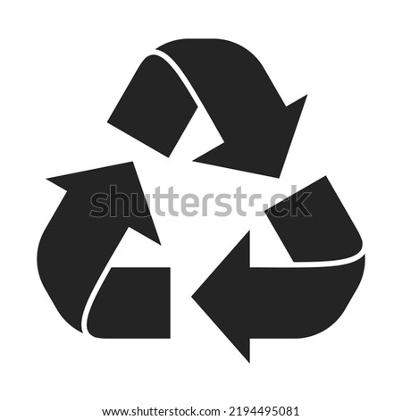 The image of a generally recognized recycling sign. Black recycling symbol isolated on white background.