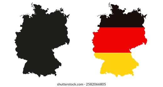 Image of the German flag. Flag along the contour of the territory of Germany. EPS 10.