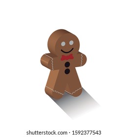 Image of a gingerbread cookie with human form. Isometric Image