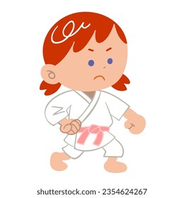 The image of a girl doing karate