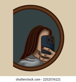 The image of the girl in the mirror. Aesthetic picture