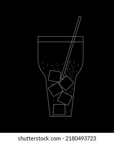 Image of a glass of sparkling water with ice and a straw