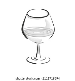 image of a glass. Vector illustration of a drink. contour black and white drawing of a wine glass.