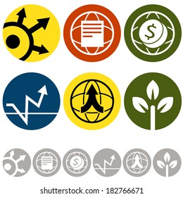 An image of global business icons.