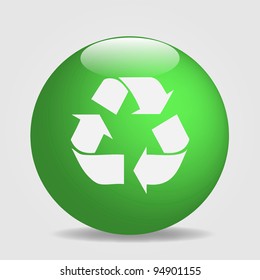 Image of a globe with the recycle symbol isolated on a white background.