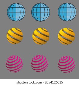 An image  of globe vector illustration with three different color