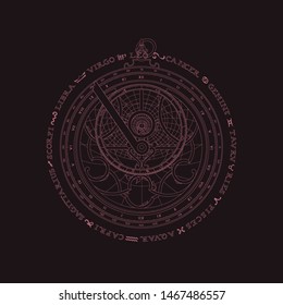 Image of a glowing zodiac circle on a dark background