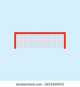Image of a goal with red net lines and a light blue background, suitable for sports, soccer, futsal, or educational designs about ball games.