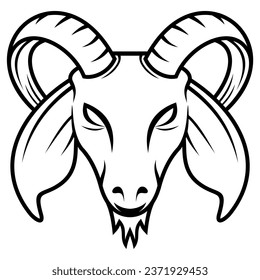 Image of goat head with long ears, vector illustration of goat head line art, goat head logo, goat head symbol. isolated image on transparent background