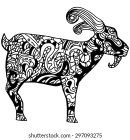 An image of a goat - zentangle style.
