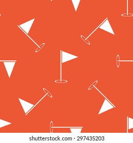 Image of golf flagstick, repeated on orange background