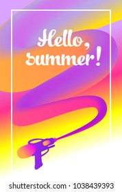Image with gradient color. Template design for corporate identity travel agency, bureau, company. Vector illustration. Hello summer. Modern concept of flyer with holiday theme and invitation party